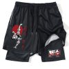 Anime Hanma Baki Gym Shorts for Men 2 In1 Quick Dry Board Shorts Mens Bodybuilding Fitness - Baki Merch