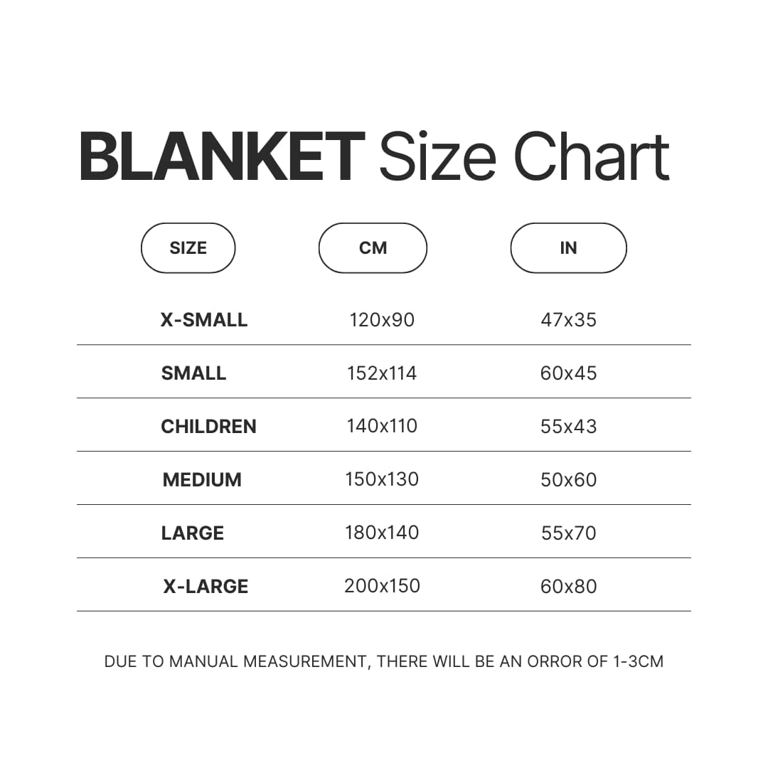 Blanket Size Chart - Baki Merch