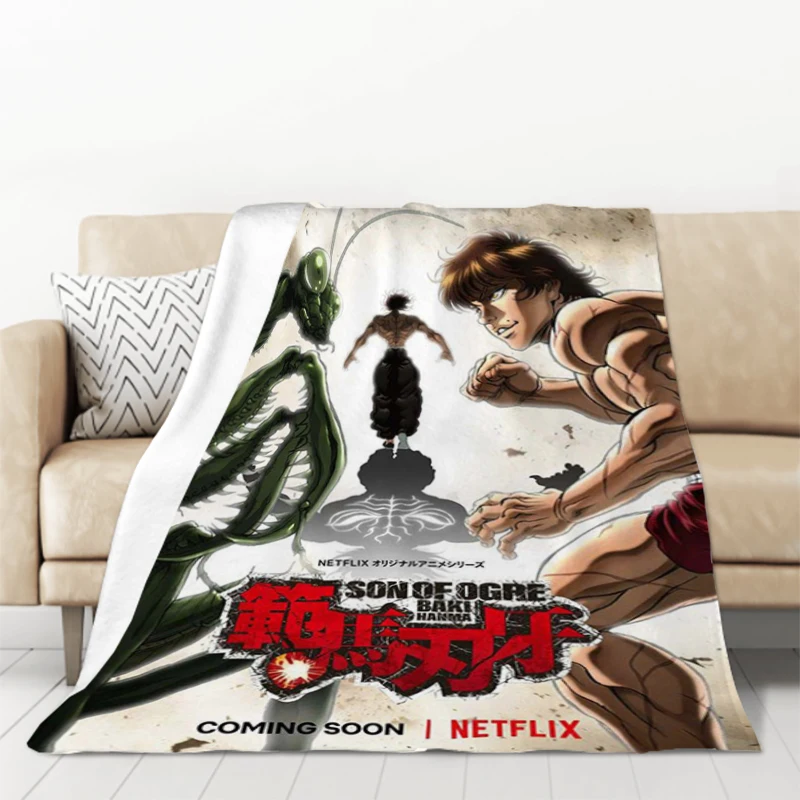 Anime Blanket Hanma Baki Yujir Double Bed Blankets for Decorative Sofa Furry Throw Throws Fluffy Soft 16 - Baki Merch