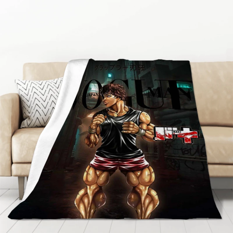 Anime Blanket Hanma Baki Yujir Double Bed Blankets for Decorative Sofa Furry Throw Throws Fluffy Soft 19 - Baki Merch