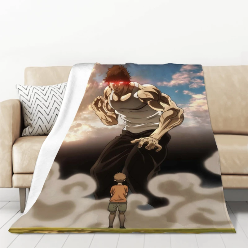 Anime Blanket Hanma Baki Yujir Double Bed Blankets for Decorative Sofa Furry Throw Throws Fluffy Soft 21 - Baki Merch