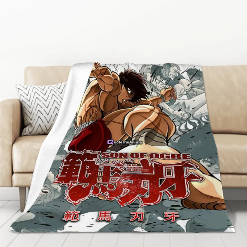 Anime Blanket Hanma Baki Yujir Double Bed Blankets for Decorative Sofa Furry Throw Throws Fluffy Soft 22 - Baki Merch